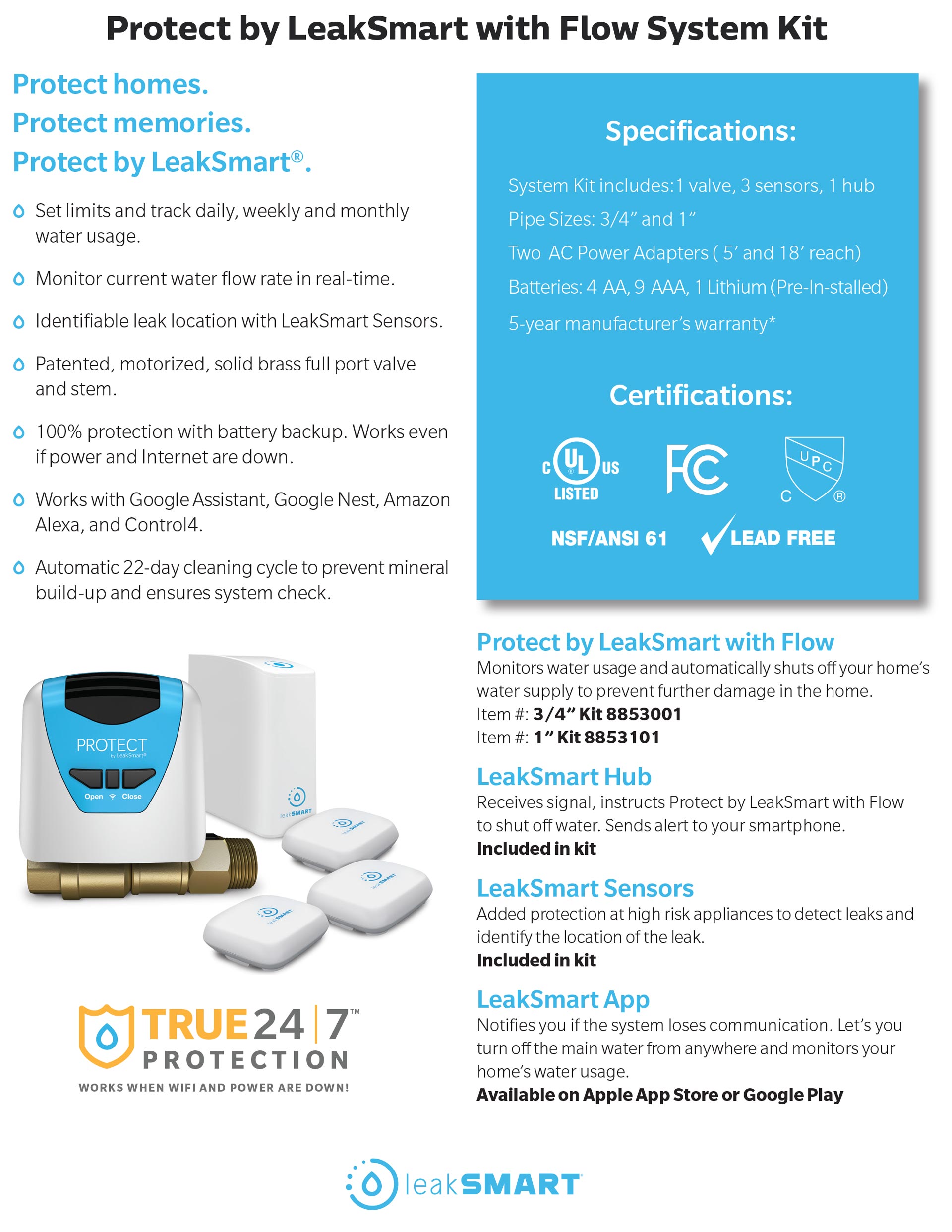 LeakSmart, smart leak home water leak protection, flow system kit